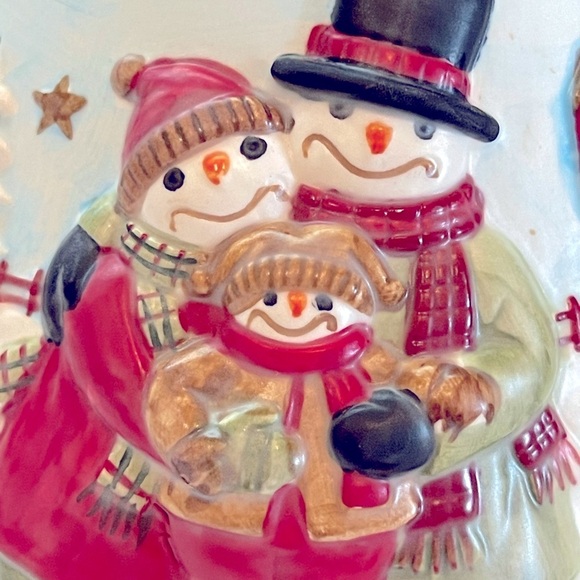 Yankee Candle Ceramic Christmas Shade Snowman Family Winter Scene Jar Topper - Picture 10 of 10